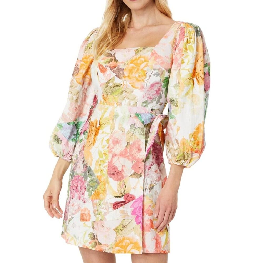 Vince Camuto 93% Cotton, 7% Linen Square Neckline Dress Women's Size 8